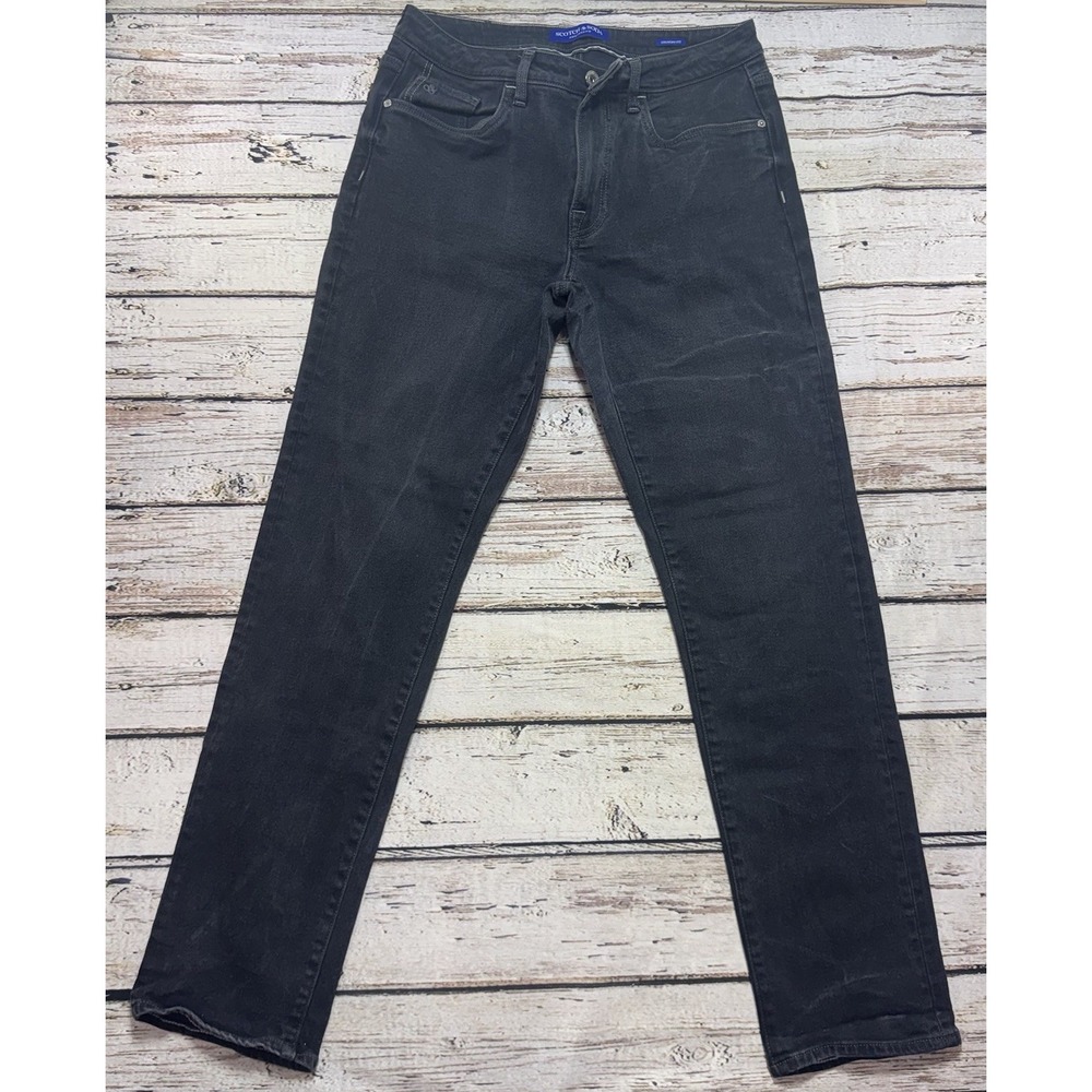 Scotch & Soda Sz 32x32 Straight Leg Zip Fly Neans Mens Pants Black